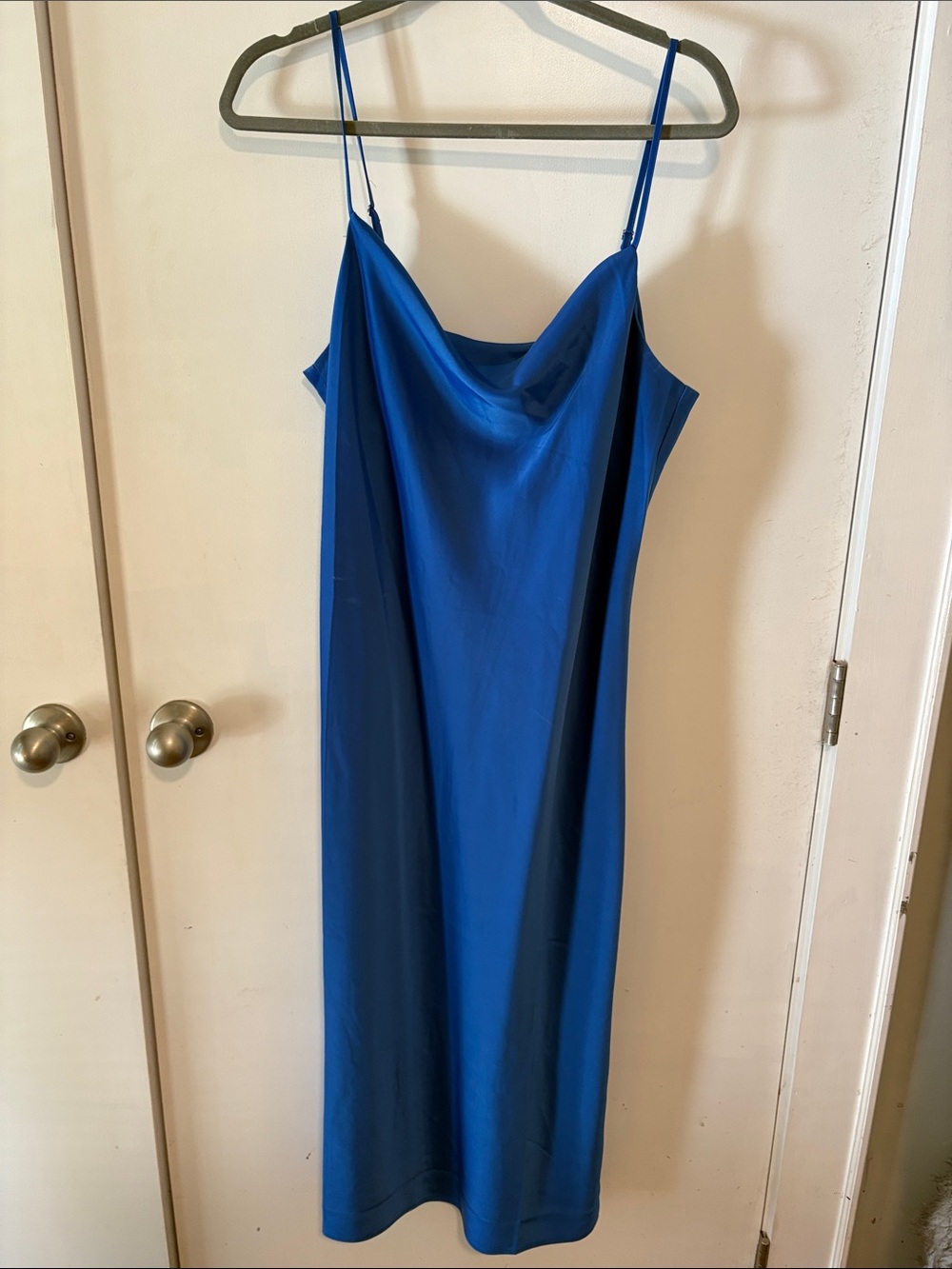 Banana Republic Cobalt Blue Satin Slip Midi Dress